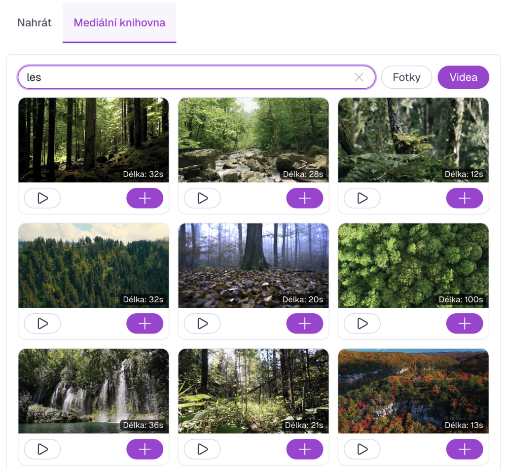 Přidání médií - screenshot 2